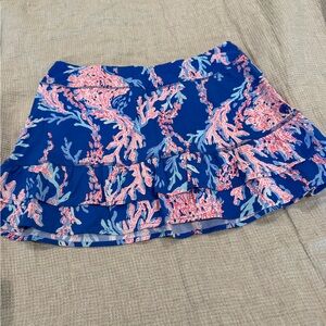 Lilly Pulitzer Royal Blue Coral-Print Tiered Mini Tennis Skort